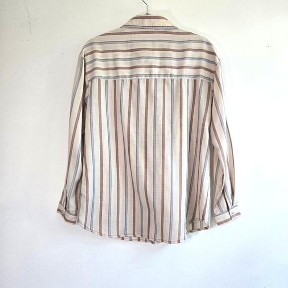 70's/80's Style Kori Blue and Brown Striped  Button Down Size S - Picture 7 of 10